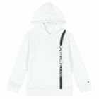 Boys White Logo Hooded Top, 1, hi-res