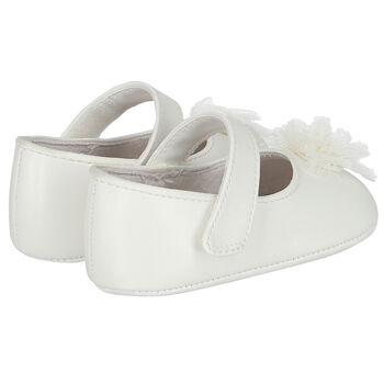 Baby Girls White Flower Pre Walker Shoes