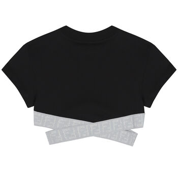 Girls Black & Grey Logo T-Shirt
