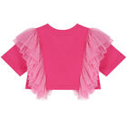 Girls Pink Logo Ruffled Top, 1, hi-res
