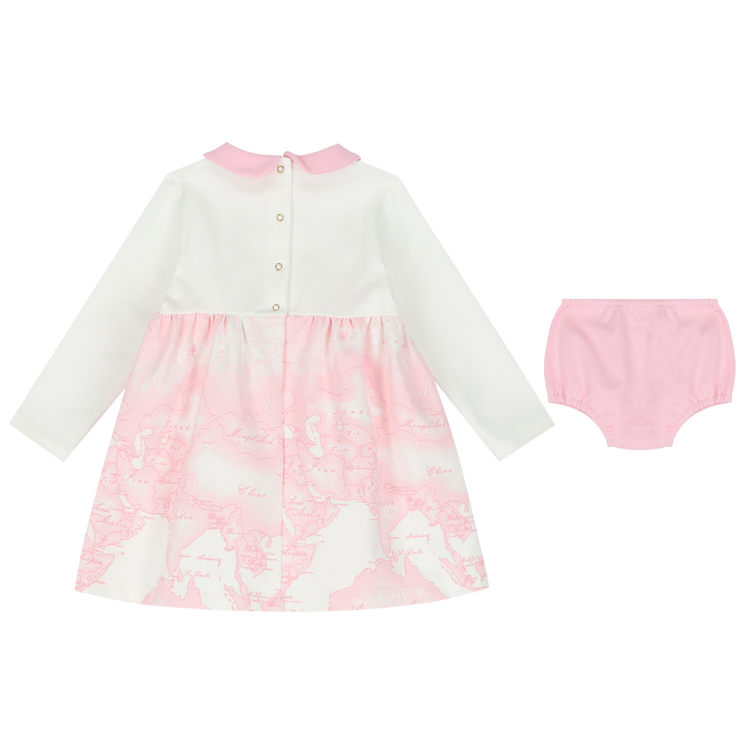 Baby Girls Ivory & Pink Geo Map Dress Set, 1, hi-res