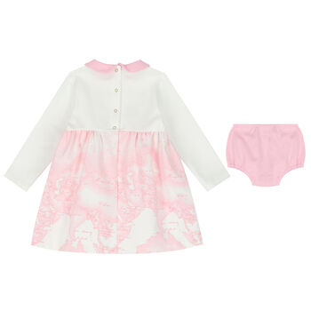 Baby Girls Ivory & Pink Geo Map Dress Set