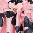 Girls Pink & Black Bow Print Skirt, 1, hi-res