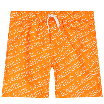 Boys Orange Logo Swim Shorts