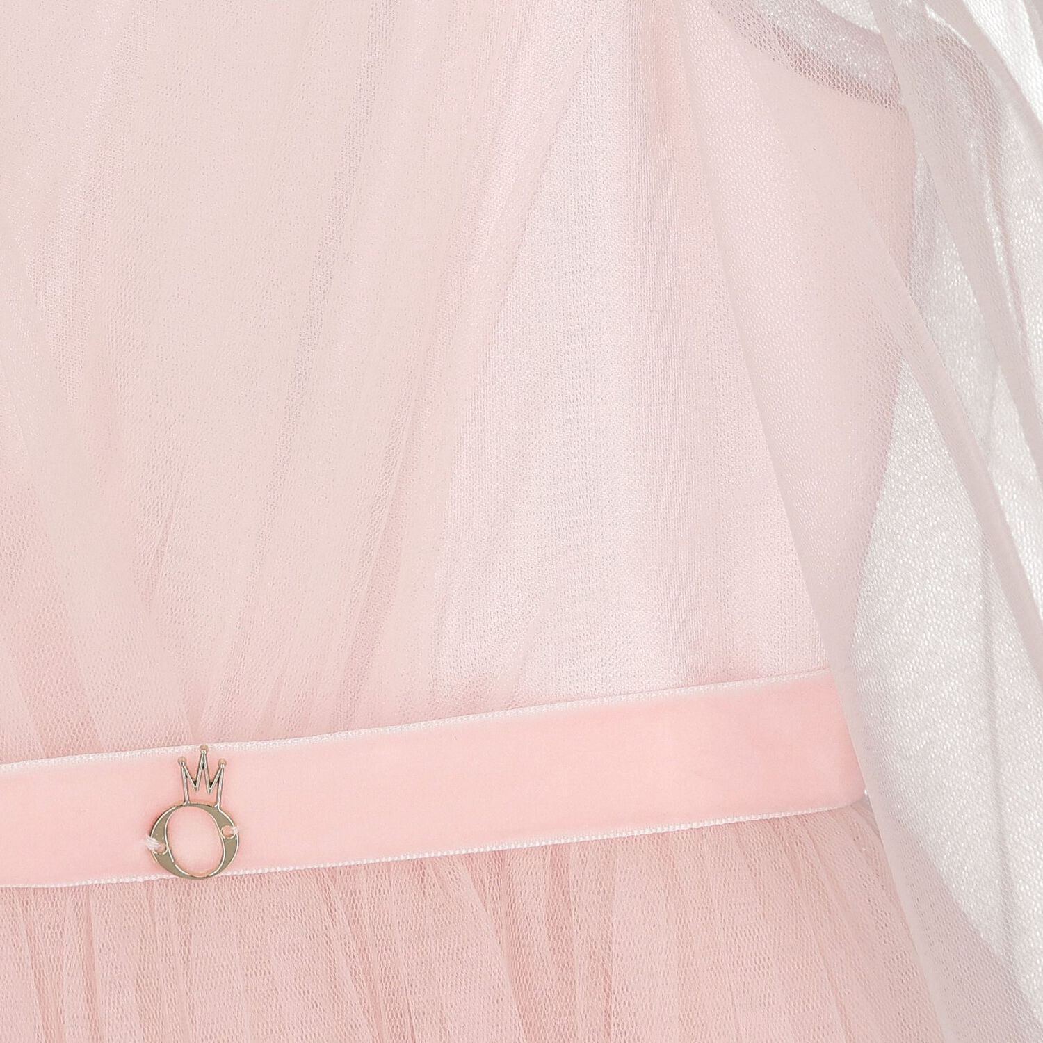 فستان تول للبنات بأكمام شفافة باللون الوردي, 1, hi-res