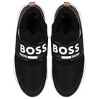 Boys Black Logo Trainers, 1, hi-res