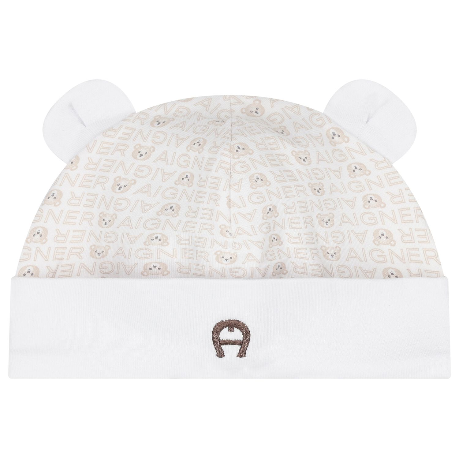 White & Beige Teddy Bear Baby Hat, 1, hi-res