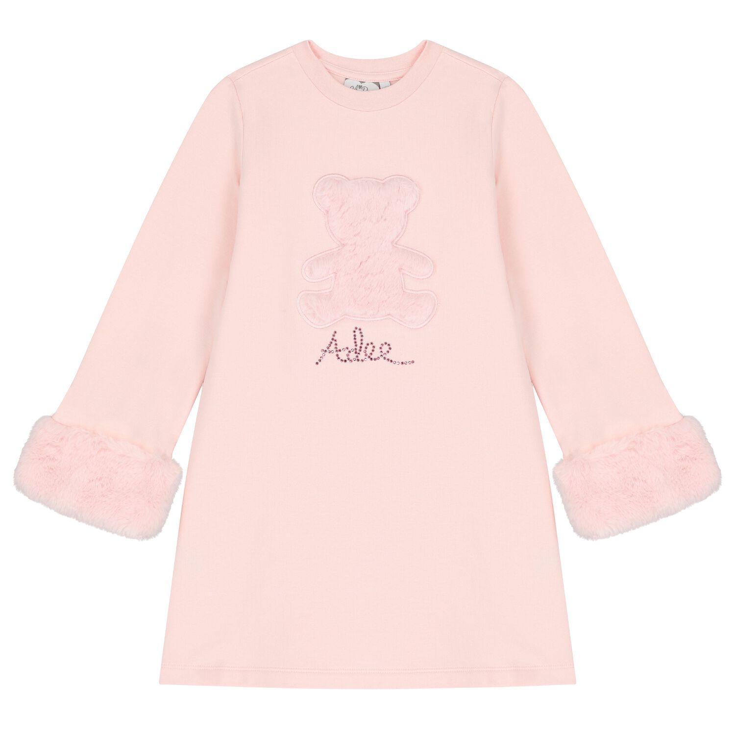 Girls Pink Logo Faux fur Dress, 1, hi-res image number null