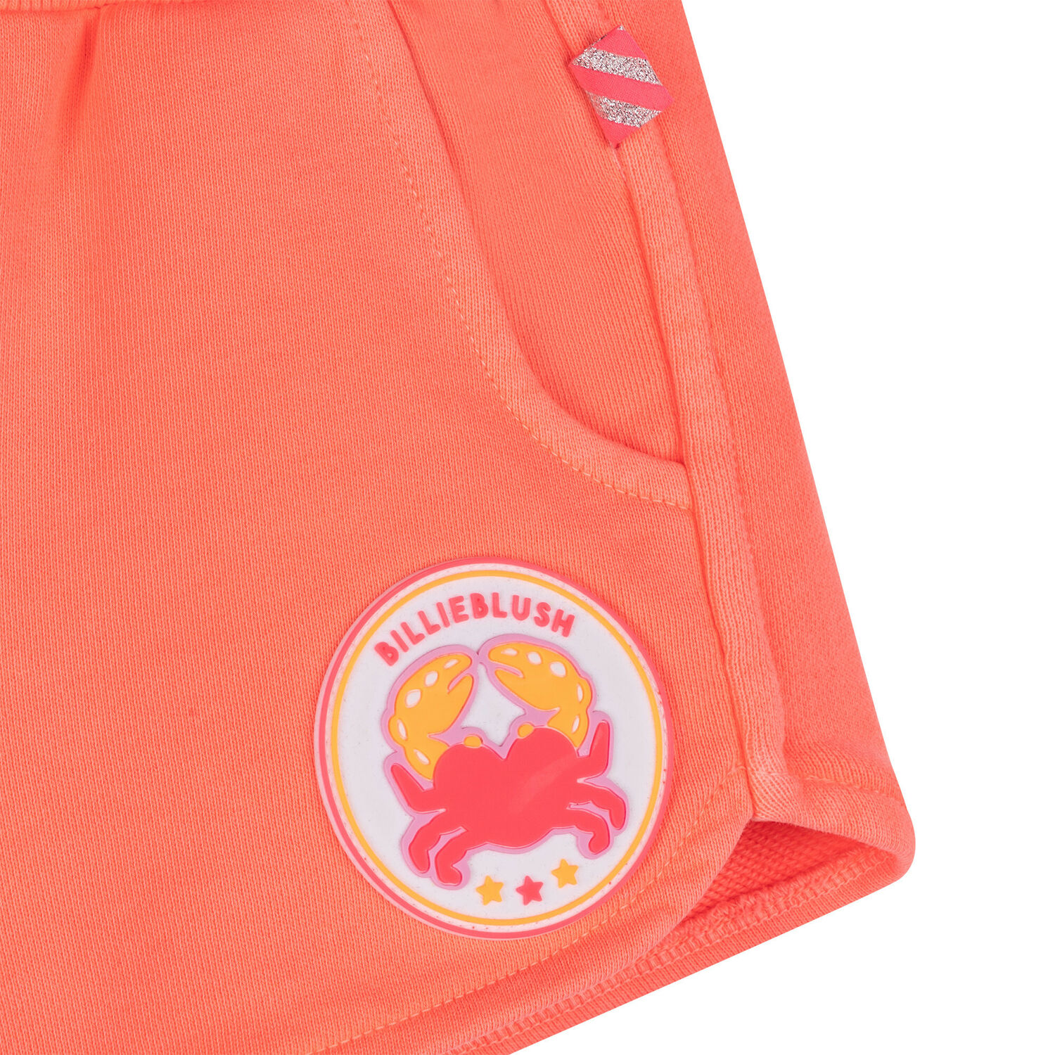 Girls Coral Pink Sequin Logo Shorts, 1, hi-res image number null