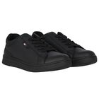Boys Black Logo Trainers, 1, hi-res