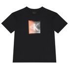 تيشيرت أولاد بالشعار باللون الأسود, 1, hi-res