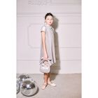 فستان بنات بفيونكة باللون الذهبي, 1, hi-res