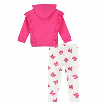 Younger Girls Pink & White Tracksuit