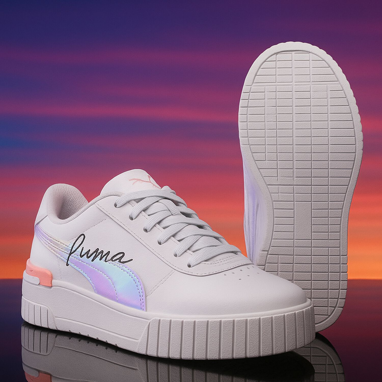 Girls White Carina Trainers, 1, hi-res