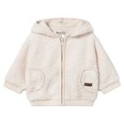 Baby Boys Ivory Fur Zip Up Hooded Top, 1, hi-res