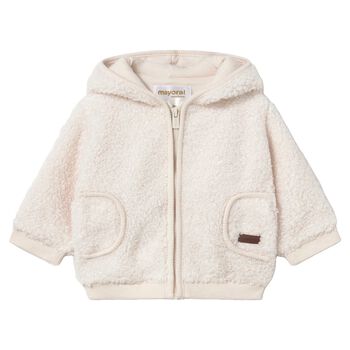 Baby Boys Ivory Fur Zip Up Hooded Top