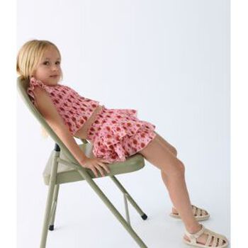 توب للبنات مكشكش باللون الوردي