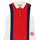 فستان بولو بنات باللون الأبيض والأحمر, 1, hi-res