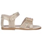 Younger Girls Gold Floral Pearl Sandals, 1, hi-res