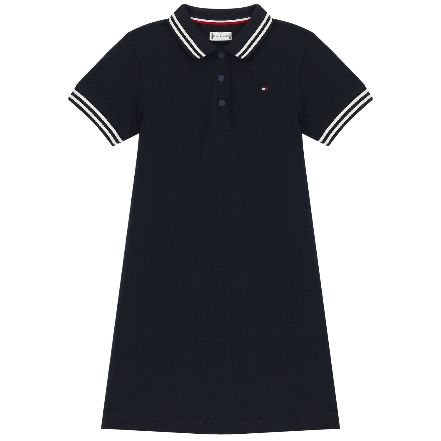 Girls Navy Blue Logo Polo Dress, 1, hi-res