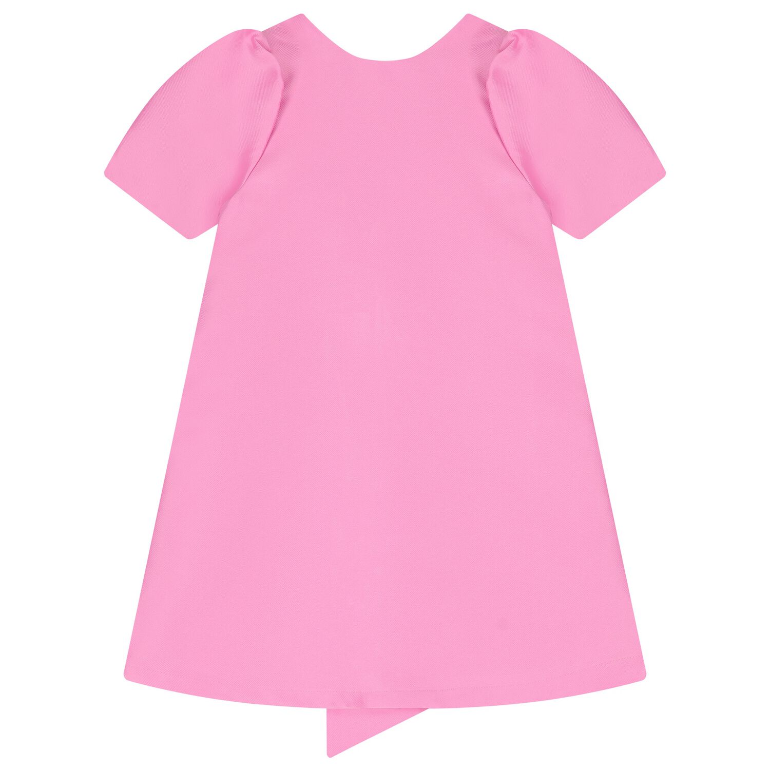 Girls Pink Bow Puff Sleeve Dress, 1, hi-res