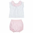 Baby Girls White & Pink Shorts Set, 1, hi-res