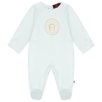 Baby Boys Blue Logo Babygrow