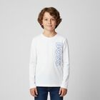 Boys White Logo Long Sleeve Top, 1, hi-res