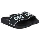 Black Leather Logo Sliders, 1, hi-res