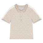 قميص بولو بشعار باللون البيج للأولاد , 1, hi-res