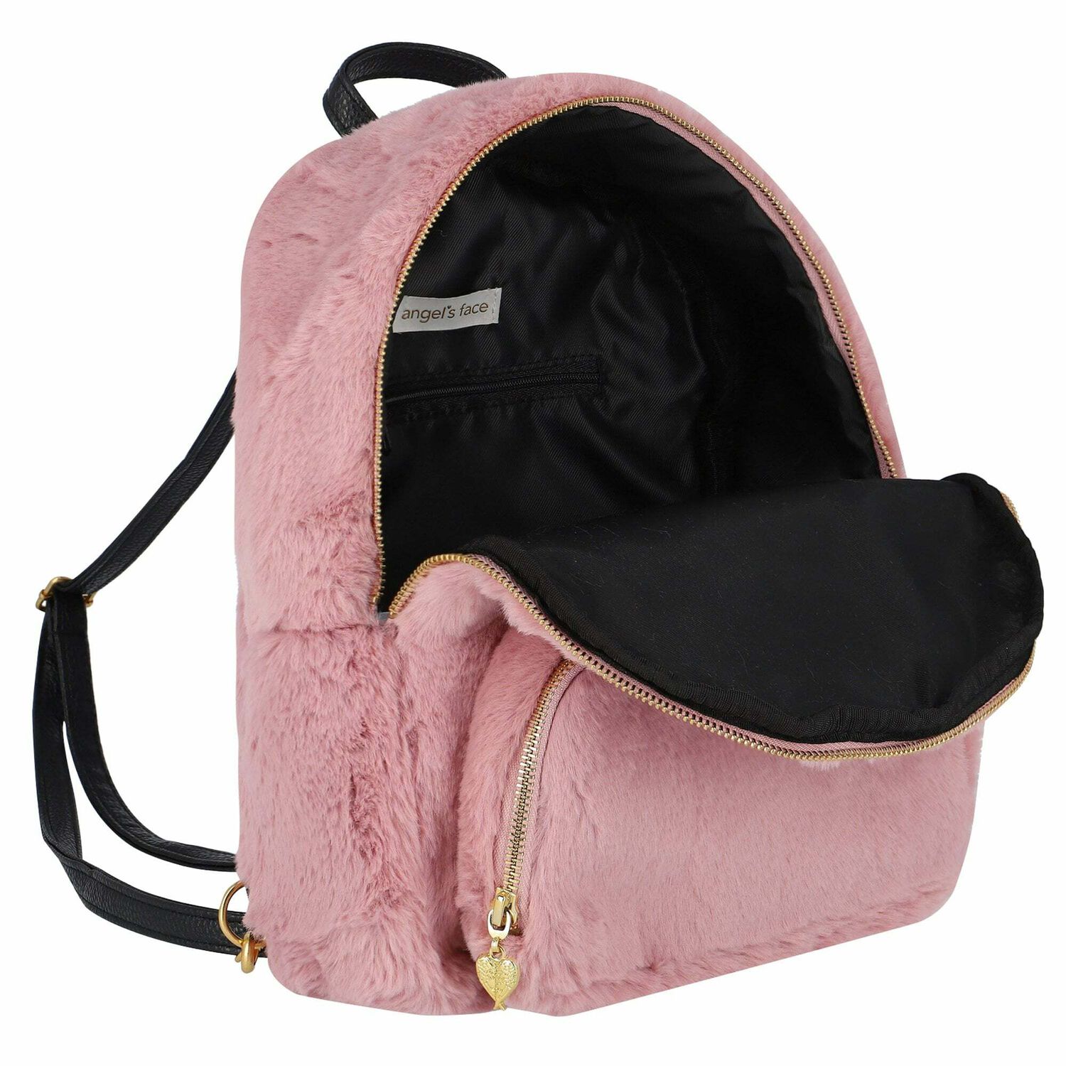 Girls Pink Faux Fur Backpack, 1, hi-res