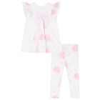 Girls White & Pink Floral Bag Print Leggings Set, 1, hi-res