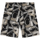 Boys Black Logo Shorts, 1, hi-res