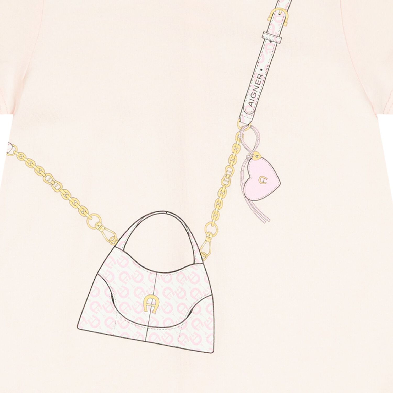 Younger Girls Pink Bag Logo Dress, 3, hi-res