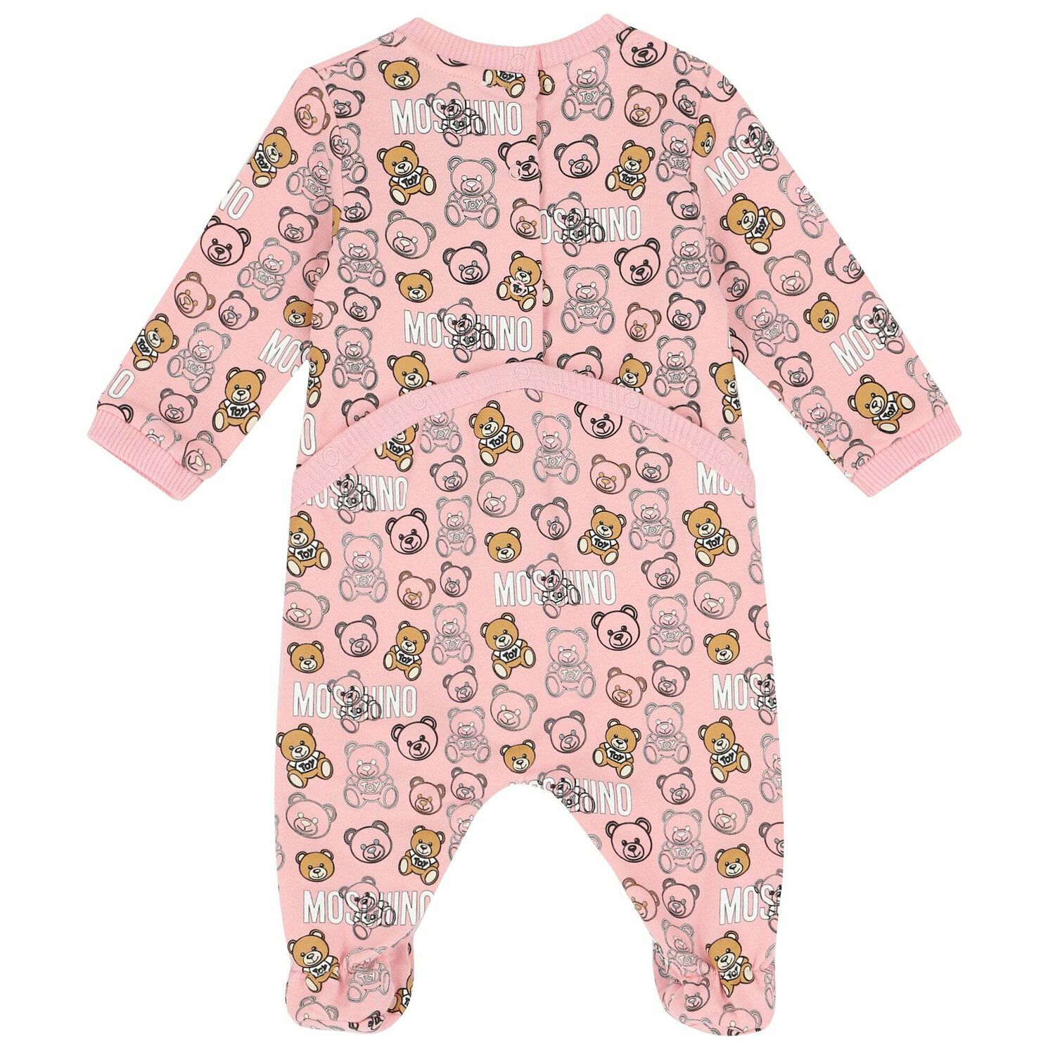 Pink Teddy Logo Babygrow, 2, hi-res