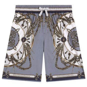 Boys Blue & Grey Logo Shorts