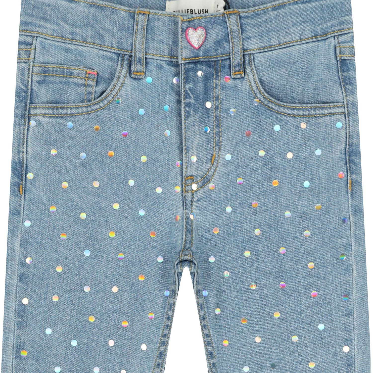 Girls Blue Embellished Jeans, 1, hi-res