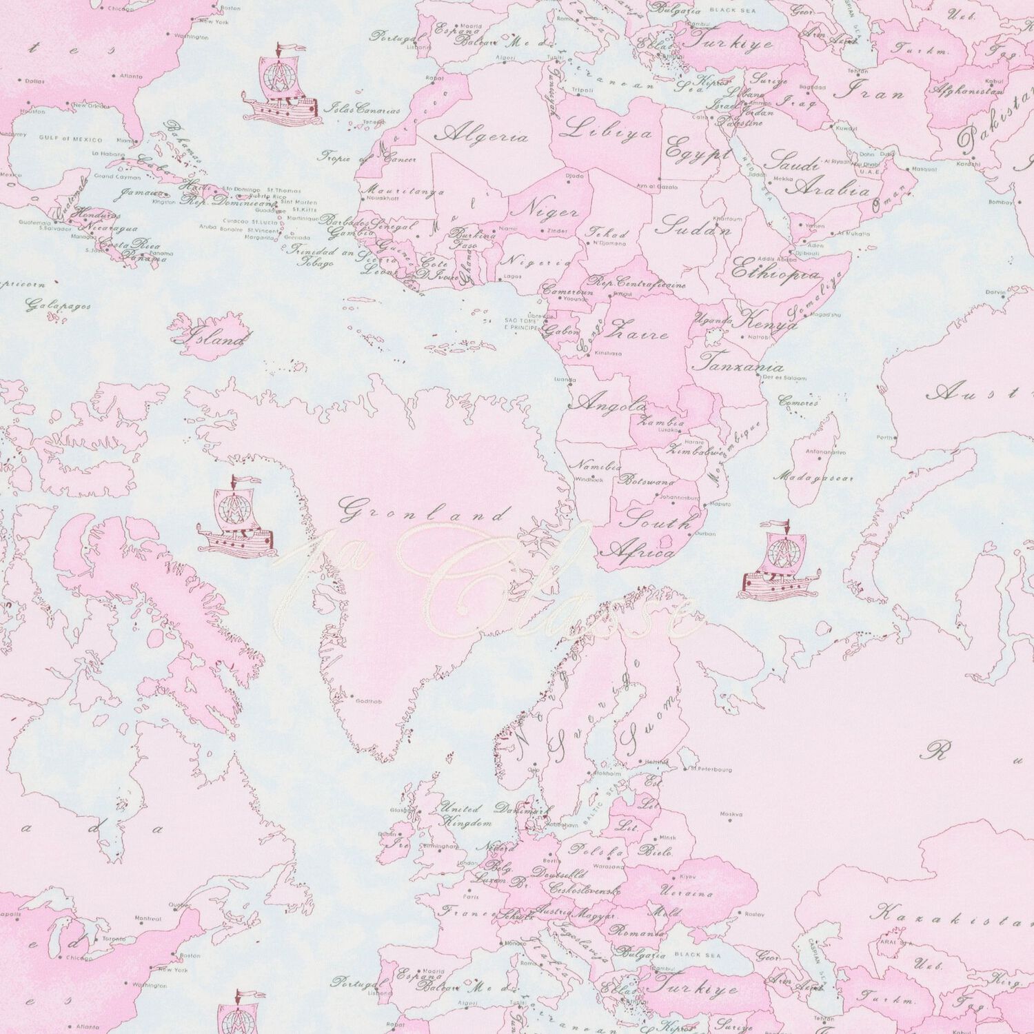 طقم هدايا لملابس الأطفال الرضع بتصميم خريطة جغرافية باللونين العاجي والوردي, 2, hi-res