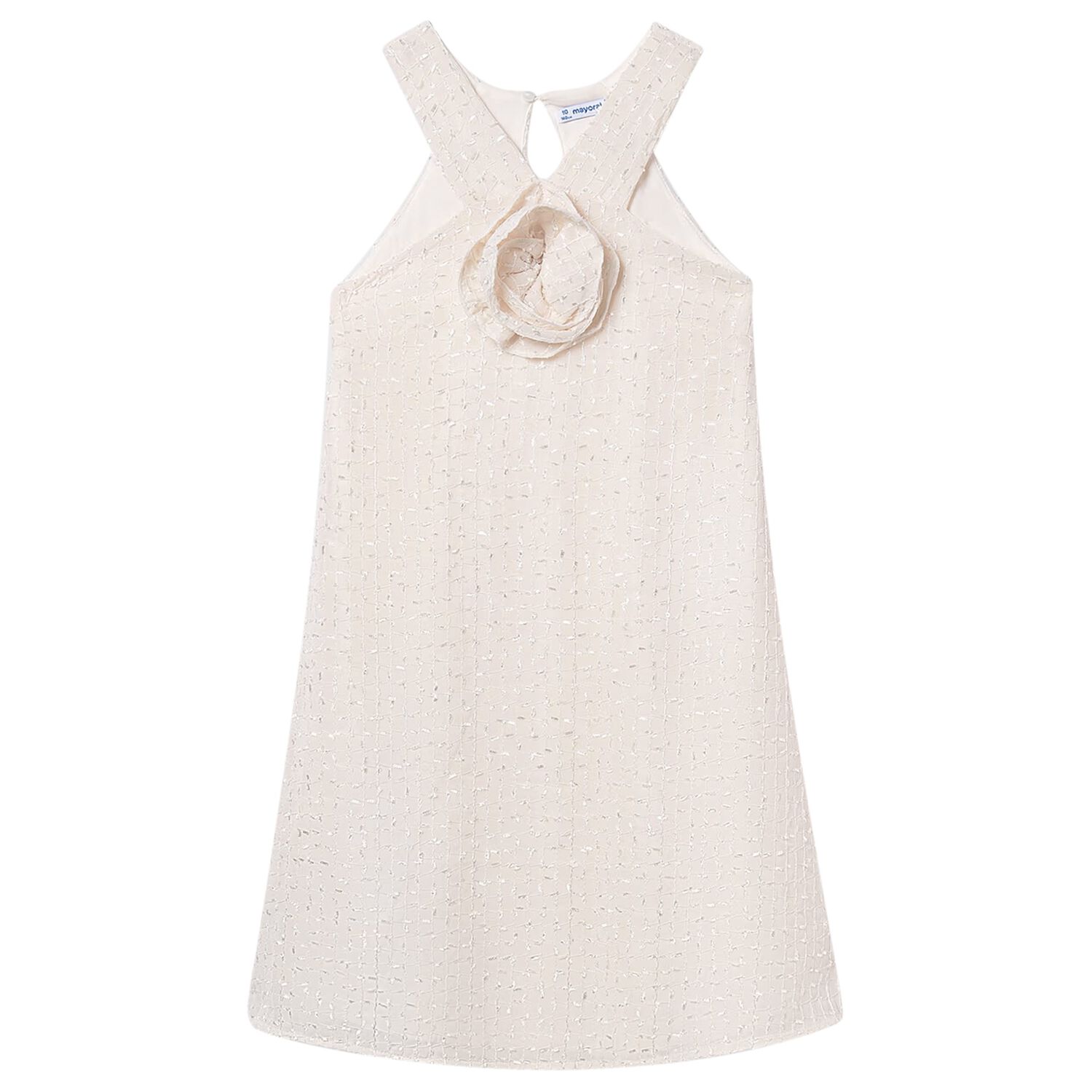 Girls Beige Flower Dress, 2, hi-res