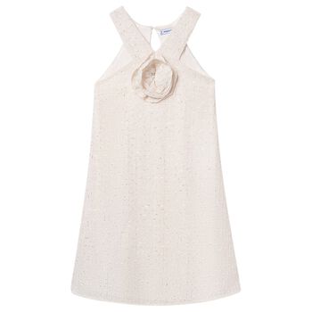 Girls Beige Flower Dress