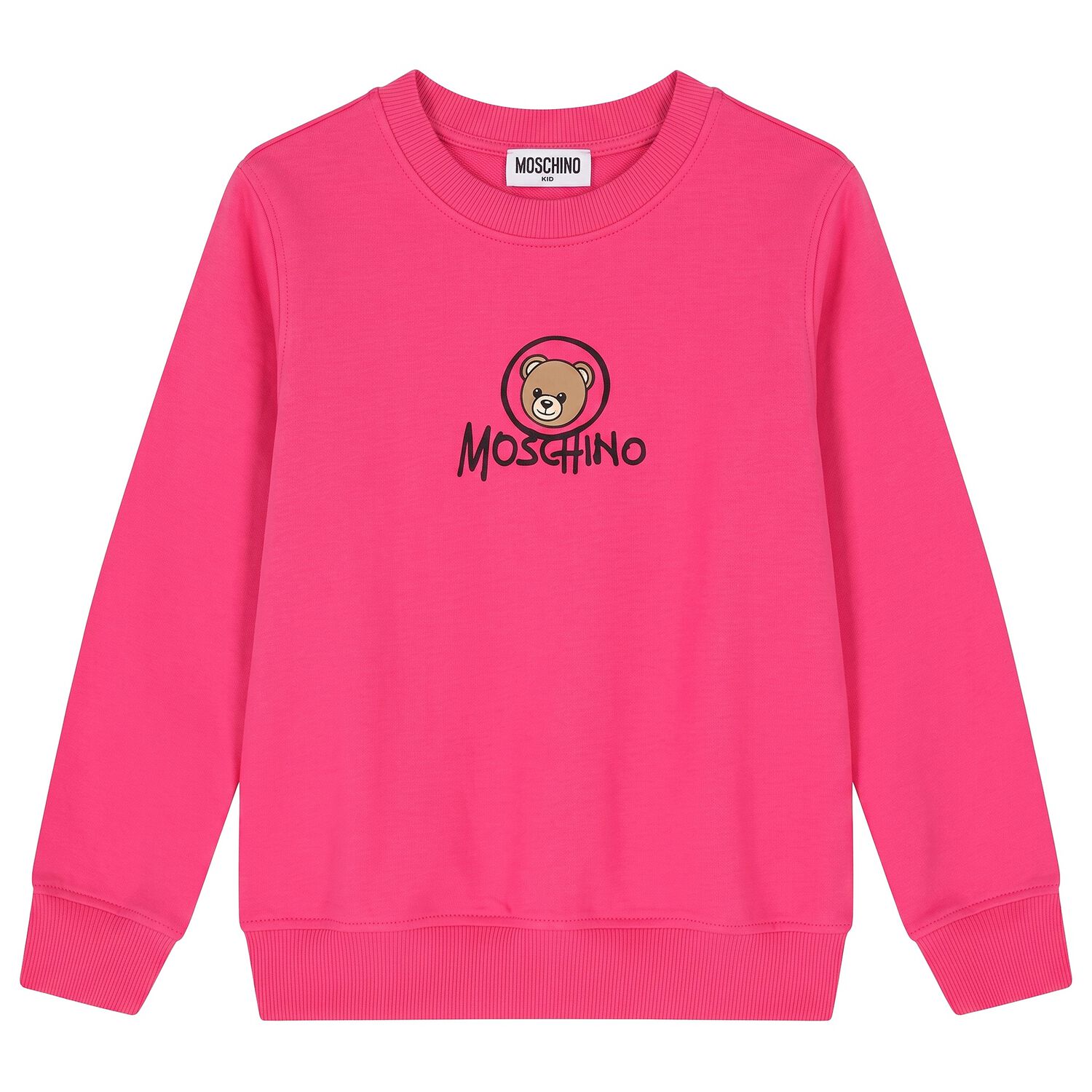 Girls Pink Teddy Bear Logo Sweatshirt, 4, hi-res