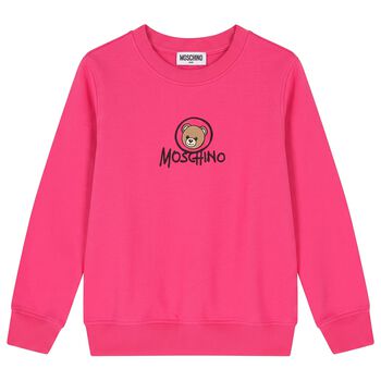 Girls Pink Teddy Bear Logo Sweatshirt