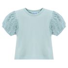 Girls Green Tulle Blouse, 2, hi-res