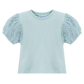 بلوزه للبنات من التول باللون الأخضر 