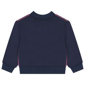 سويت شيرت مطرز بالترتر باللون الأزرق الداكن للفتيات