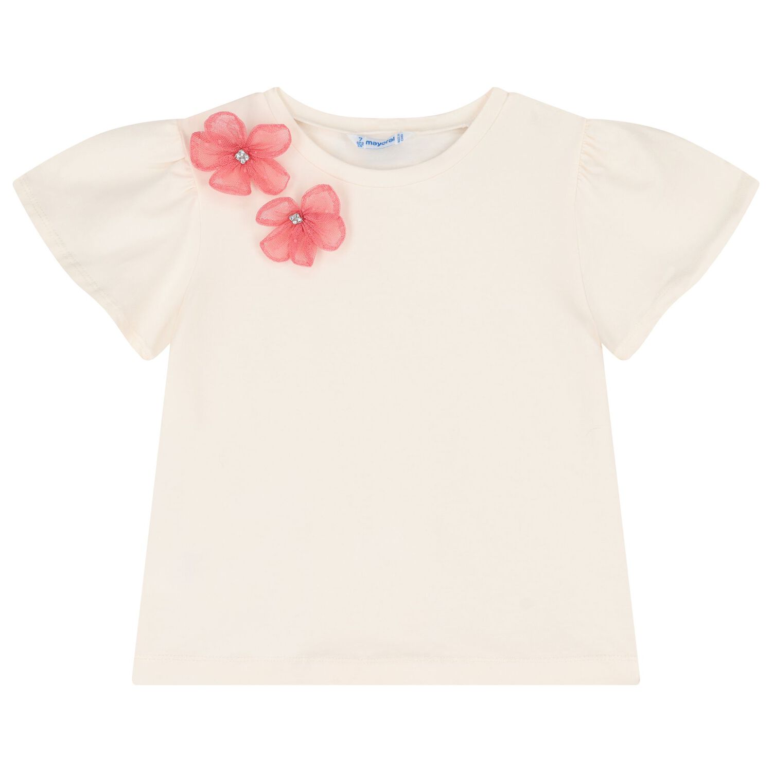 Girls Ivory & Pink Floral Tulle Skirt Set, 3, hi-res