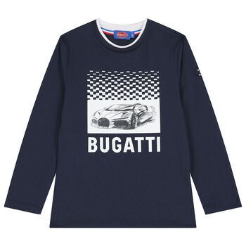Boys Navy Blue Logo Long Sleeve Top