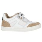 Boys White Logo Trainers, 1, hi-res