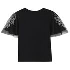 تي شيرت باللون أسود بشعار للبنات, 1, hi-res