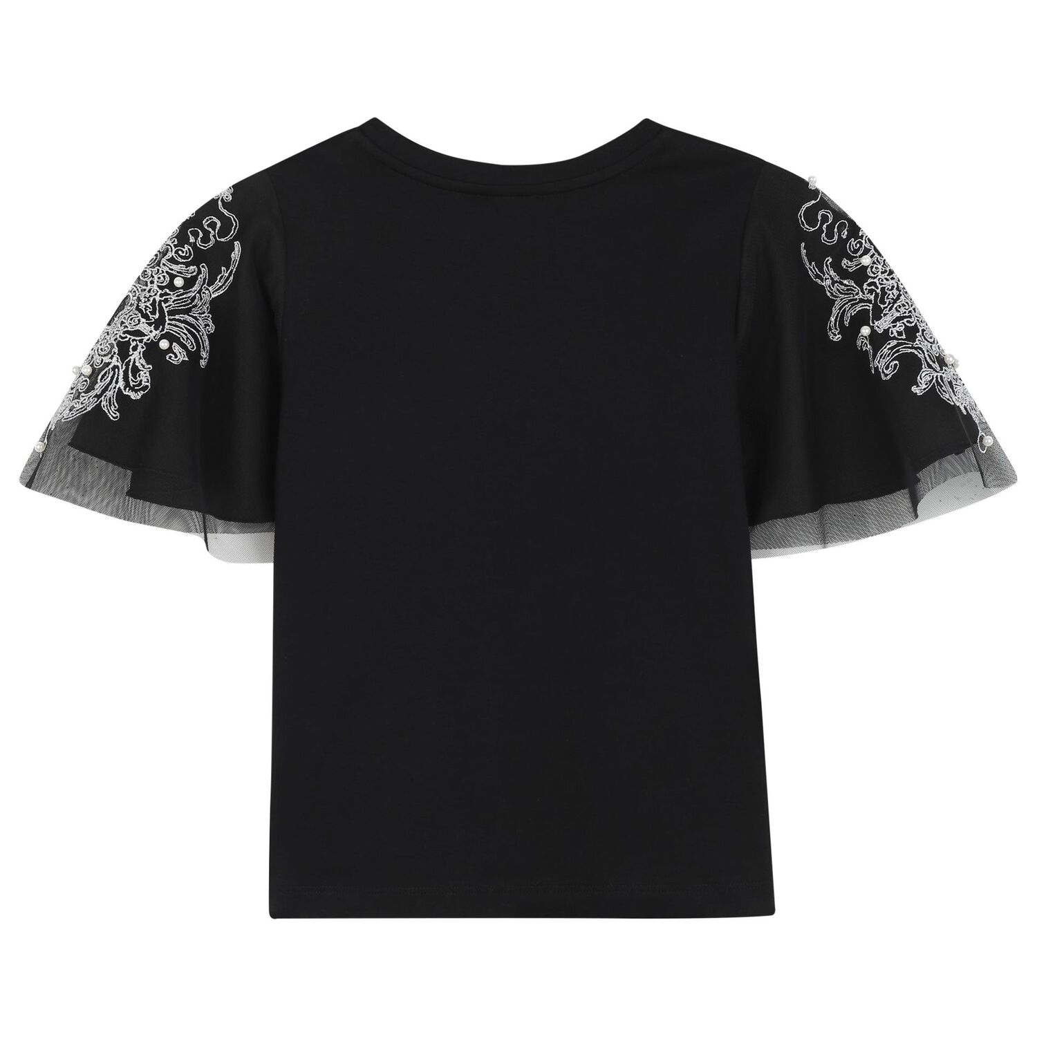 تي شيرت باللون أسود بشعار للبنات, 1, hi-res image number null